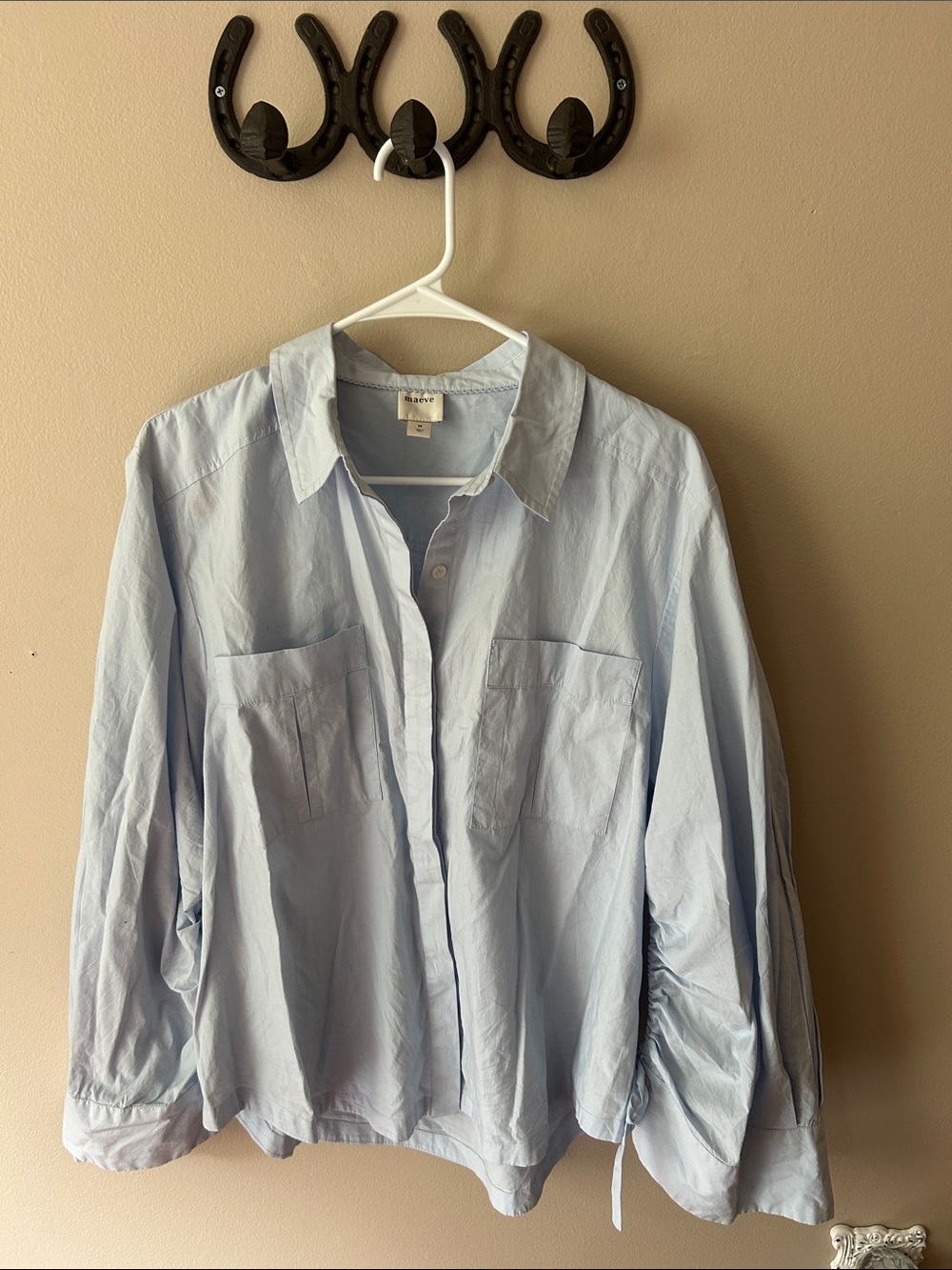 Maeve Pale Blue Relaxed Cotton Button-Down Shirt